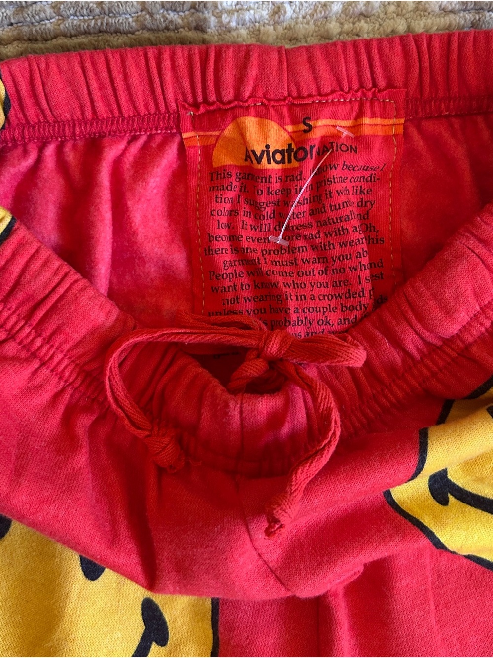 Aviator Nation Red Smiley Repeat Joggers Sweatpants Lounge - NWOT - Small - Picture 4 of 5